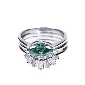 Tianyu Gems Green Moissanite White Gold Ring Set Anillo de corona de diseño personalizado - Product Image 1