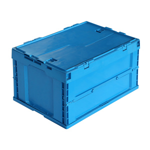 Collapsible Plastic Turnover Box Nestable Anti Slip Bottom Stackable Plastic Tote Box With Lids