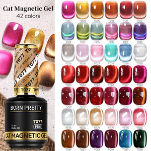 Gel magnétique pour ongles effet œil de chat, 42 couleurs, perles de verre, 15 ml, rouge brun brillant, pour salon de manucure, DIY, vente en gros - Product Image 1