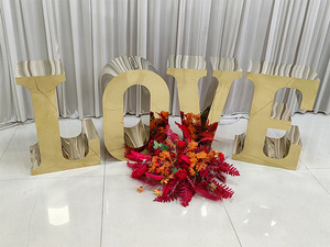 Furun กรอบโลหะสแตนเลสสีทองมีตัวอักษรตัวเลขตกแต่งพื้นหลังงานแต่งงาน - Product Image 6