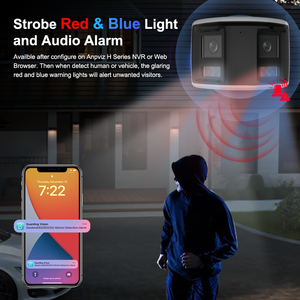 Hik OEM 8MP Lente dual 180 ° Panorámica <span class=keywords><strong>CCTV</strong></span> Alarma de luz roja y azul Disuasión activa Cámara IP Poe IP67 Micrófono y altavoz Visión en color - Product Image 4