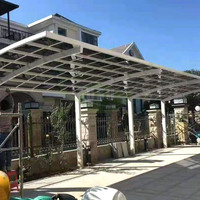 Abri de voiture en polycarbonate en forme de L, 5 m de long x 4 m de large x 3 m de haut, abri de stationnement pour voiture
