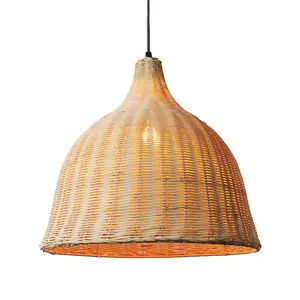 Lampadario in Rattan Fatto <span class=keywords><strong>a</strong></span> Mano Design Asiatico Illuminazione in Bambù Lampada <span class=keywords><strong>a</strong></span> Sospensione in Vimini Naturale per Ristorante Hotel Villa - Product Image 1