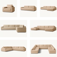 Luxuriöses Chesterfield Ecksofa-Set aus Stoff für Innenräume Schwammgefülltes Holzsofa mit Abnehmbarem Bezug Apartment Hotel Wohnzimmermöbel