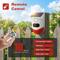 Lampu Sirine Sensor Gerak PIR Nirkabel Tenaga Surya YW-CT80RH 120dB dengan Remote Control untuk Alarm Keamanan Luar Ruangan