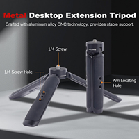 Trépied professionnel en alliage d'aluminium noir Mechrig avec perche d'extension réglable et support à vis 1/4'' pour téléphone et GoPro