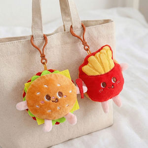Porte-monnaie en peluche porte-clés 3D Hamburger Frites Kawaii Mini sac <span class=keywords><strong>de</strong></span> rangement féminin Porte-carte d'identité Cadeau <span class=keywords><strong>de</strong></span> vacances Vente en gros pour filles - Product Image 2