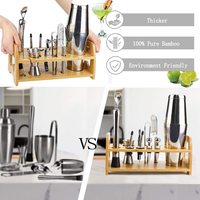 Kit de barman professionnel de luxe avec logo personnalisé, ensemble de shakers à cocktails, matériau en acier inoxydable durable, ensemble de mixologie, base en bambou