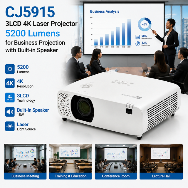 CJ5915 3LCD 4K Laser Projector 5200 Lumens for Business Projection with HEPA ESD Filter