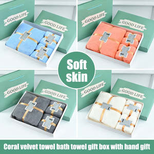 En Gros Serviette de Bain d'Hôtel Haut de Gamme Personnalisée, Coffret Cadeau 3 en 1, Polaire Corail Velours Doux, Absorbant, Comprend Serviette de Visage et de Bain - Product Image 5