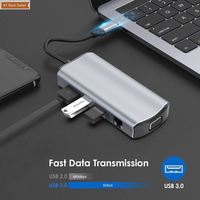 Hub USB 3.0 Tipo-C de 11 Puertos de Aleación de Aluminio con Adaptador de CA para Laptop, Ethernet 2.1 y Base para Teléfono Móvil