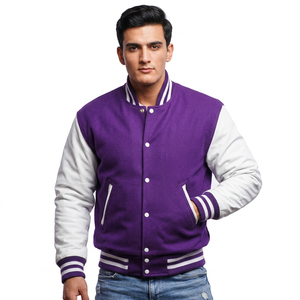 Wholesale High Quality Men's Letterman Baseball Varsity Jacket Custom Printed Embroidery Formal Stand Collar <b>Camouflage</b> Coated - Product Image 1