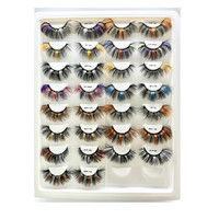 Couleurs faux cils 20MM coloré coloré faux vison vacances cils d curl bande russe cils avec boîte d'emballage personnalisée