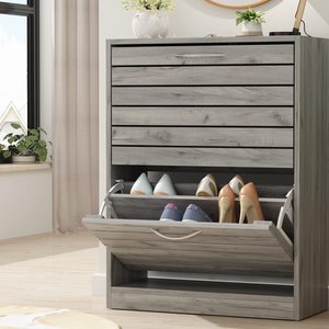 22.4 In. W X 29.5 H Gray Wood Door <b>Shoe</b> <b>Storage</b> Cabinet With 2-Drawers for Entryway Hallway KEYAXG01 <b>Shoe</b> <b>Storage</b> <b>Rack</b> KEYAXG01 - Product Image 1