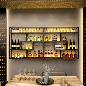 Porte-bouteilles mural en fer rouge de style industriel, support à verres à vin suspendu pour la maison, le restaurant, le <span class=keywords><strong>comptoir</strong></span> de bar, le style de bar - Product Image 2