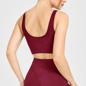 Conjunto de Yoga de 2 Piezas para Mujer, Color Sólido, Levanta Glúteos, Cintura Alta, Elástico, Secado Rápido, Ligero, Cuello Redondo, Sin Mangas - Product Image 4