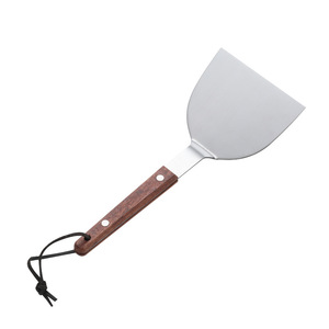 Stainless Steel Kitchen Spatula Set 3 <b>Pc</b> Wooden Handle Heat Resistant For Cooking Steak Pizza Teppanyaki - Product Image 5