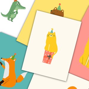 Cartes de vœux d'<span class=keywords><strong>anniversaire</strong></span> sur le thème des animaux mignons, cartes d'<span class=keywords><strong>anniversaire</strong></span> personnalisées pour femmes avec enveloppes, cartes de fête festives - Product Image 5