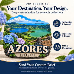 Aimant de réfrigérateur en résine WeiVista Azores Portugal, souvenirs touristiques des 7 villes et des lacs, fabricant en gros personnalisé - Product Image 2