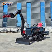 Tracteur chenillé agricole avec pompe, moteur diesel Euro 5 de 25-35 CV, cultivateur à chenilles en caoutchouc et rotoculteur, fourni directement par l'usine