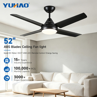 Ventilador de Techo de 52 Pulgadas con 4 Aspas de ABS y Motor BLDC Silencioso, Fabricación OEM ODM, para Sala de Estar, Comedor y Hogar