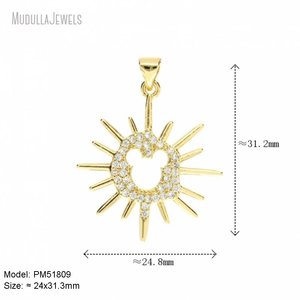 PM53478 Liontin Tikus Lucu Berbentuk Matahari dengan Zirkonia Kubik, Berlapis Emas, Tembaga, Aksesoris Kartun, Perhiasan CZ - Product Image 5
