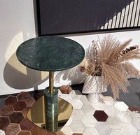 Table console moderne de luxe en marbre vert, finition dorée haut de gamme pour la décoration de chambre d'hôtel et de salle à manger, couleur personnalisée