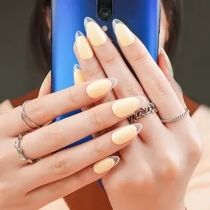 인공 중간 비건 프랑스 가짜 손톱 테이퍼 자연 누드 가짜 손톱 디자이너 손톱에 프레스