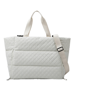 Miglior rosa bianco nero Designer trapuntato Puffy Tote Bag per le donne con cucito geometrico Tartan astratto Plaid Pattern - Product Image 2