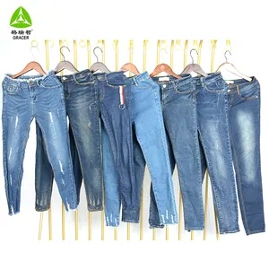 Import Wholesale Used Clothes Ladies Jeans Pants Zambia Second Hand Clothing