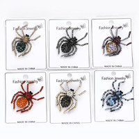 Broche araignée en strass pour femmes, bijoux en alliage métallique, broches pour vêtements féminins
