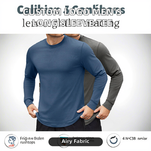 Camisetas de <span class=keywords><strong>Manga</strong></span> <span class=keywords><strong>Larga</strong></span> para <span class=keywords><strong>Hombre</strong></span>, Color Sólido, Otoño-<span class=keywords><strong>Invierno</strong></span>, Tejido Transpirable de 180g, con Logotipo Personalizado OEM - Product Image 2