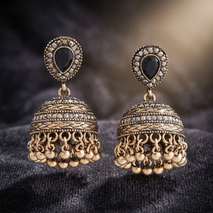 Trendy Fashion Women's Black Stone Bell Shape Drop Earrings Zinc Alloy 21g Party Occasion 178744 - Product Image 3