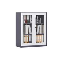 Armoire de bureau commerciale à 2 portes coulissantes en acier, organisateur de rangement moderne mi-hauteur pour l'école
