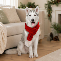 Noël Xmas Tricoté Écharpe Animal Chauffante Cou Chien Chat Fil Laine Uni Vêtements Animal Tour Cou Vêtement Fête Grossiste