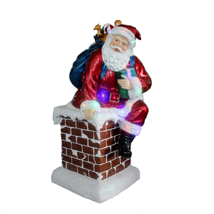 Père Noël grimpant dans une cheminée avec des lumières LED - Product Image 1