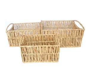 Modern Style Handwoven Foldable <b>Storage</b> Organizer Box Water Hyacinth <b>Wicker</b> <b>Basket</b> Utility Cabinet <b>Basket</b> Function - Product Image 1