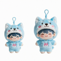 Porte-clés en peluche personnalisé pour garçon, personnage de dessin animé, poupée en peluche Husky à capuche, figurine d'anime, pendentif en peluche super doux, fabricant OEM ODM