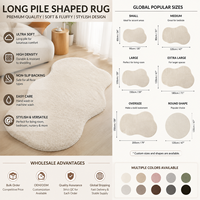 Tapis shaggy de luxe en fausse fourrure, forme irrégulière, poils longs de 35 mm, antidérapant, doux, pelucheux, écologique, pour chambre d'hôtel, grand format