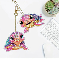 5 pc/ensemble bricolage diamant porte-clés dessin animé tortue pendentif jouets forme spéciale plein diamant peinture porte-clés sac décor cadeau