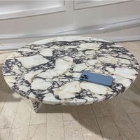 Table basse moderne en marbre Calacatta Violet italien pour salon, table ronde en marbre à socle bas