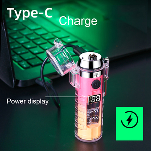 ไฟแช็คไฟฟ้าชนิด C แบบชาร์จไฟได้ไฟแช็คกลางแจ้งโปร่งใสกันน้ำ - Product Image 6