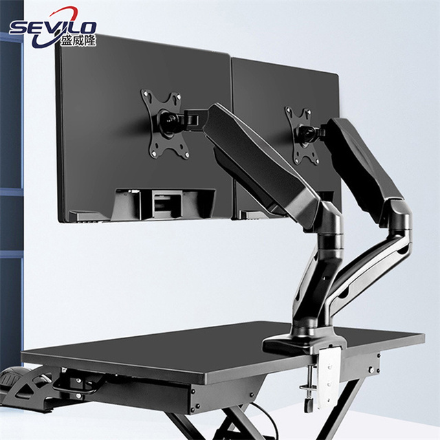Laptop and Dual Monitor Arm Mount Metal Desk Stand with Computer Support