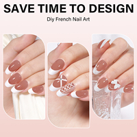 Faux ongles français réutilisables courts ovales à couverture complète, à presser, avec pointe blanche, en acrylique nude, effet salon, fournisseur OEM, 15 tailles