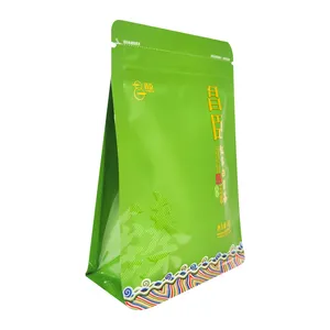 JTD Manufacturer Custom Printing Reusable 8 Side Seal Plastic Tea Packaging Pouches Bag With Zipper