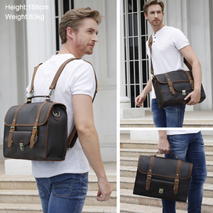 Tiding Custom Men Business Genuine Cow Leather Laptop Bag Briefcase <strong>Convertible</strong> <strong>Backpack</strong> - Product Image 6