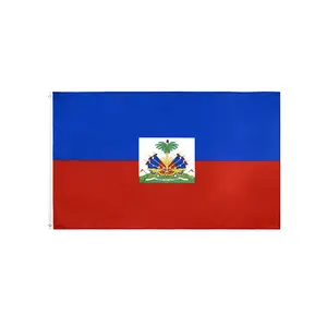 निर्माता थोक 68D पॉलिएस्टर 90*150cm हाईटियन झंडा, थोक 3*5 फीट हैती झंडा राष्ट्रीय