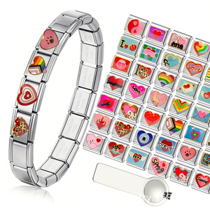 Bracelets à breloques italiennes anti-ternissement, motif cœur d'amour, pour la Saint-Valentin et la Fête des Mères 2026, vente en gros, assortiment - Product Image 1