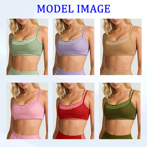 Nuevo Sujetador Deportivo 2 en 1 con Diseño a Cuadros y Doble Capa, Ligero, para Pilates, con Contraste de Color, para Mujer, 2026 - Product Image 3