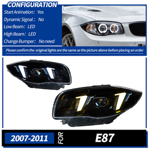 Nouveaux phares pour <span class=keywords><strong>BMW</strong></span> Série 1 <span class=keywords><strong>E87</strong></span> 2004-2011, ensemble de phares modifié, système d'éclairage LED bicolore, éclairage modifié - Product Image 6